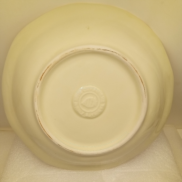 CERAMICHE TADINATE 10" Pasta Soup Salad Bowl Peach Rim Autumn Italy Farm Scene - Picture 12 of 14